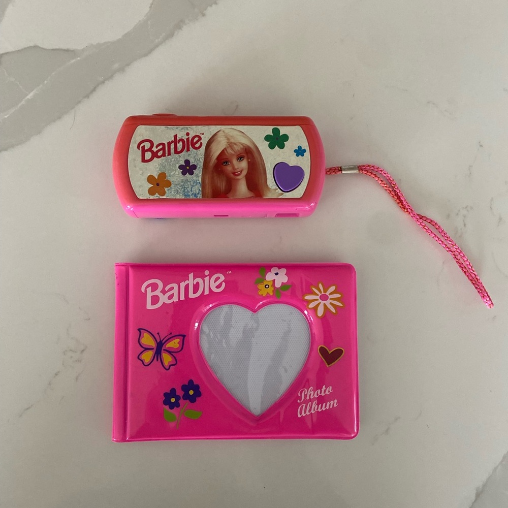 Vintage Barbie 110 Film Camera Pink Fixed Focus with 4x6 Photo Album